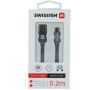 DATOVÝ KABEL SWISSTEN TEXTILE USB / MICRO USB 0,2 M ŠEDÝ