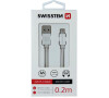 DATOVÝ KABEL SWISSTEN TEXTILE USB / MICRO USB 0,2 M STŘÍBRNÝ
