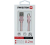 DATOVÝ KABEL SWISSTEN TEXTILE USB / MICRO USB 0,2 M RŮŽOVO/ZLATÝ