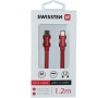 DATOVÝ KABEL SWISSTEN TEXTILE USB-C / USB-C 1,2 M ČERVENÝ