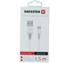 DATOVÝ KABEL SWISSTEN USB / MICRO USB 1,5 M BÍLÝ (6,5mm)