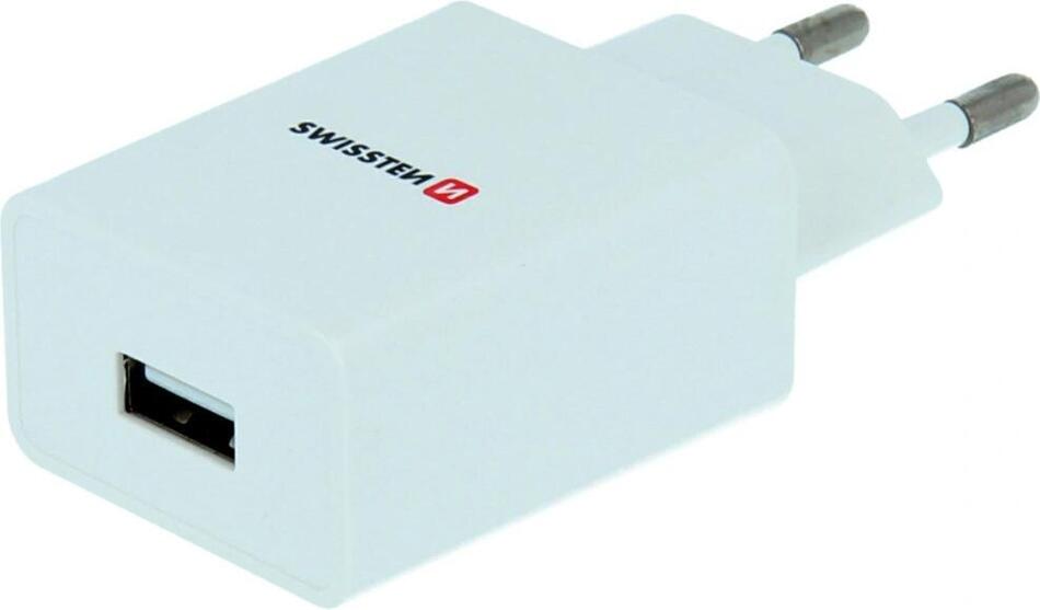 SWISSTEN SÍŤOVÝ ADAPTÉR SMART IC 1x USB 1A POWER + DATOVÝ KABEL USB / LIGHTNING 1,2 M BÍLÝ