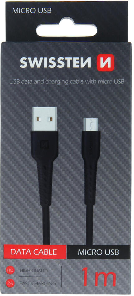 DATOVÝ KABEL SWISSTEN USB / MICRO USB 1,0 M ČERNÝ