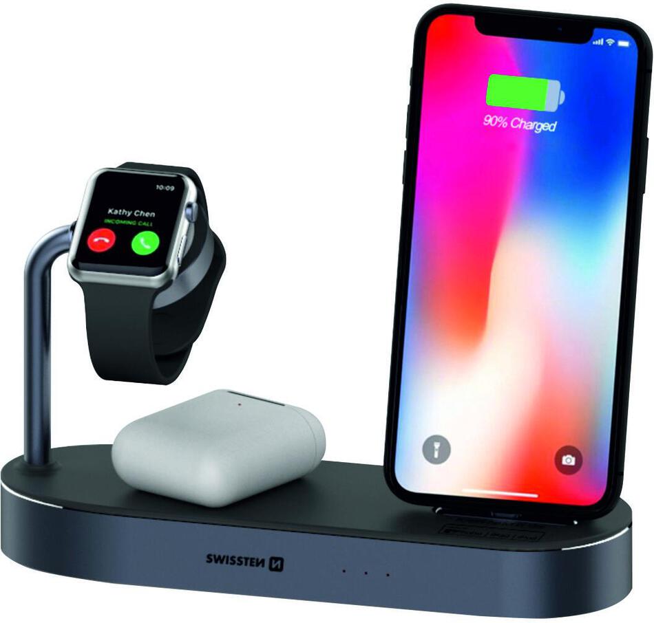 Bezdrátová nabíječka SWISSTEN 4v1 MFi (kompatibilní s MagSafe)