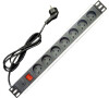 FULL 19" napájecí panel 7x220V-1,8m PPO Black+přep.ochr