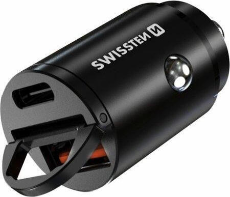 SWISSTEN CL ADAPTÉR POWER DELIVERY USB-C + SUPER CHARGE 3.0 30W NANO ČERNÝ
