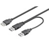 Kabel napájecí USB Y, 2x A(M) + A(F), 0,3m