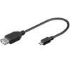 Kabel USB A (F)-microUSB B(M), 5pinů, 20cm, černý