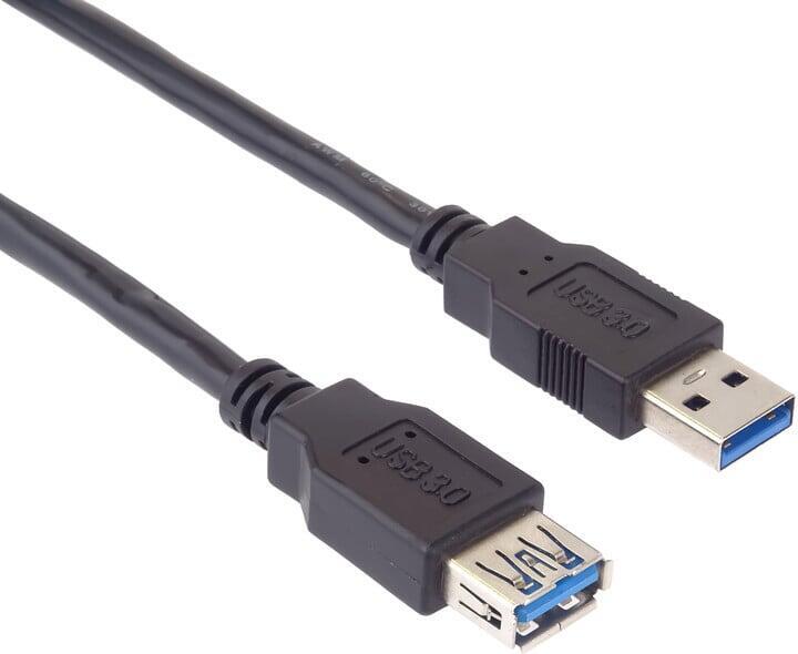 Kabel PremiumCord USB 3.0 A-A, M/F 3m, prodlužovací, černý