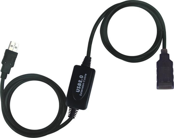 Prodlužovací adaptér OEM USB 2.0 10m, aktivní, černý