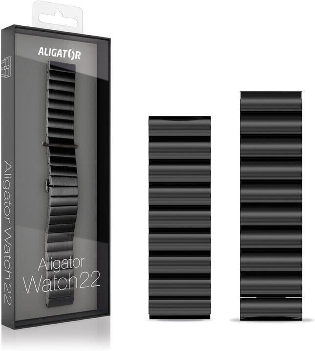 Řemínek kovový ALIGATOR 22mm, černý