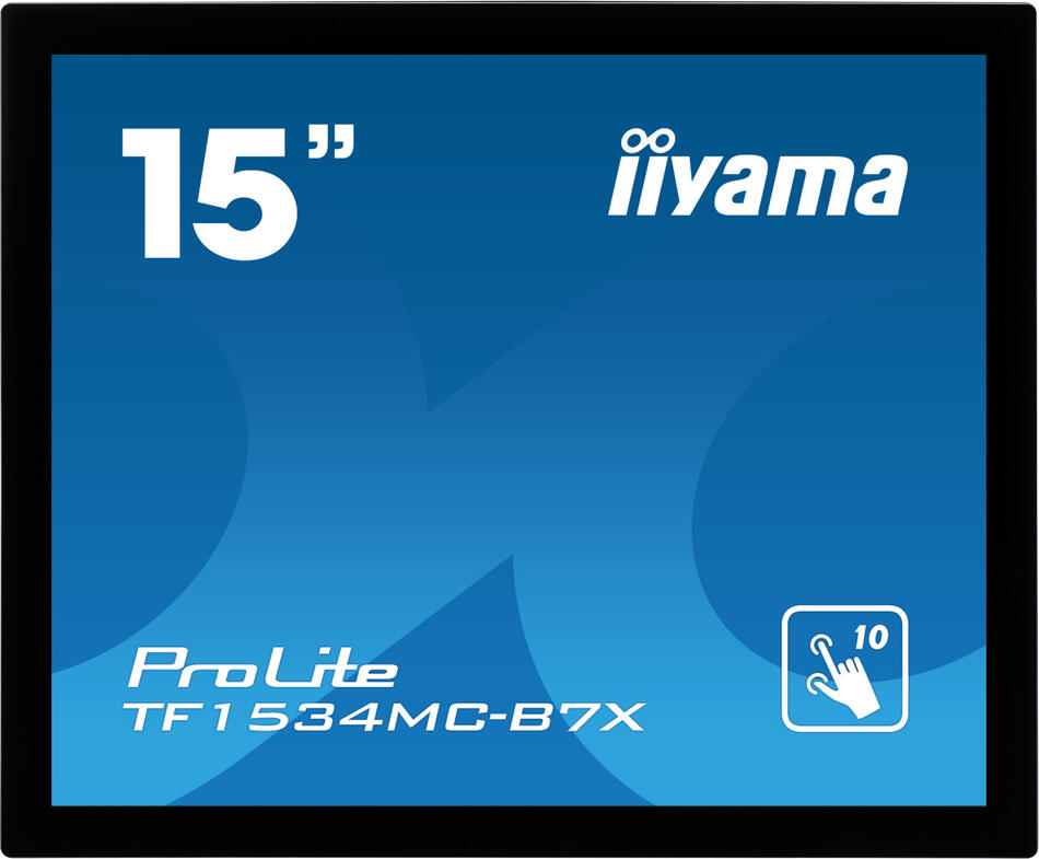 15" IIYAMA TF1534MC-B7X: TN, XGA, capacitive, 10P, 370cd/m2, VGA, DP, HDMI, IP65, černý
