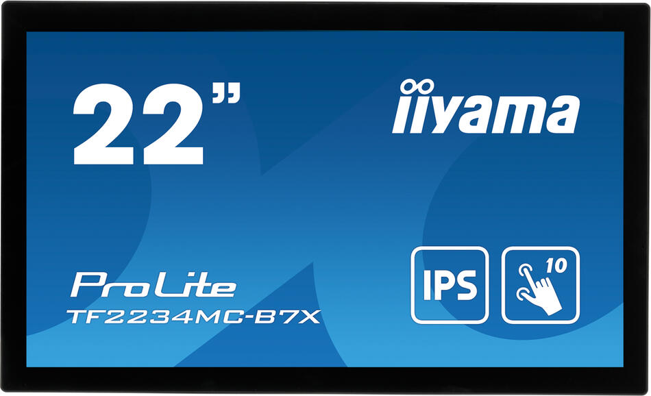 22" IIYAMA TF2234MC-B7X: IPS, FullHD, capacitive, 10P, 350cd/m2, VGA, DP, HDMI, IP65, černý