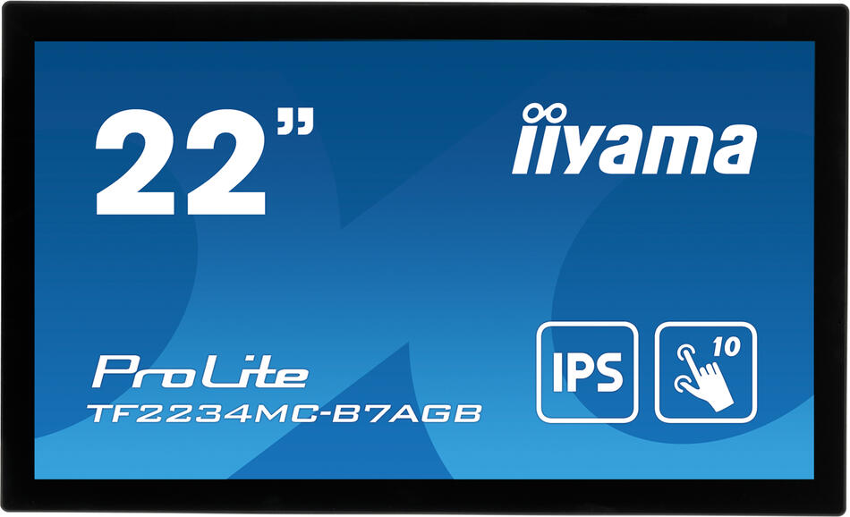22" IIYAMA TF2234MC-B7AGB: IPS, FullHD, capacitive, 10P, 350cd/m2, VGA, HDMI, DP, IP65, černý