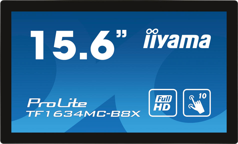 15,6" IIYAMA TF1634MC-B8X: IPS, FullHD, capacitive, 10P, 450cd/m2, VGA, DP, HDMI, IP65, černý