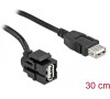 Delock Keystone modul USB 2.0 A samice 250° > USB 2.0 A samice s kabelem černá (86870)