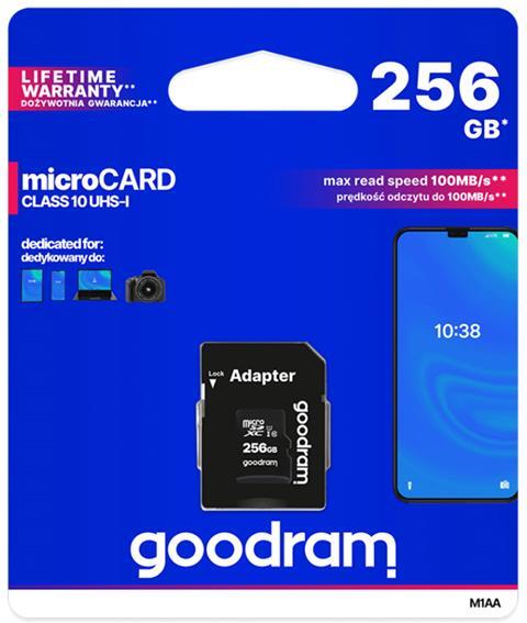 Karta paměťová GOODRAM micro SD 256 GB s adaptérem