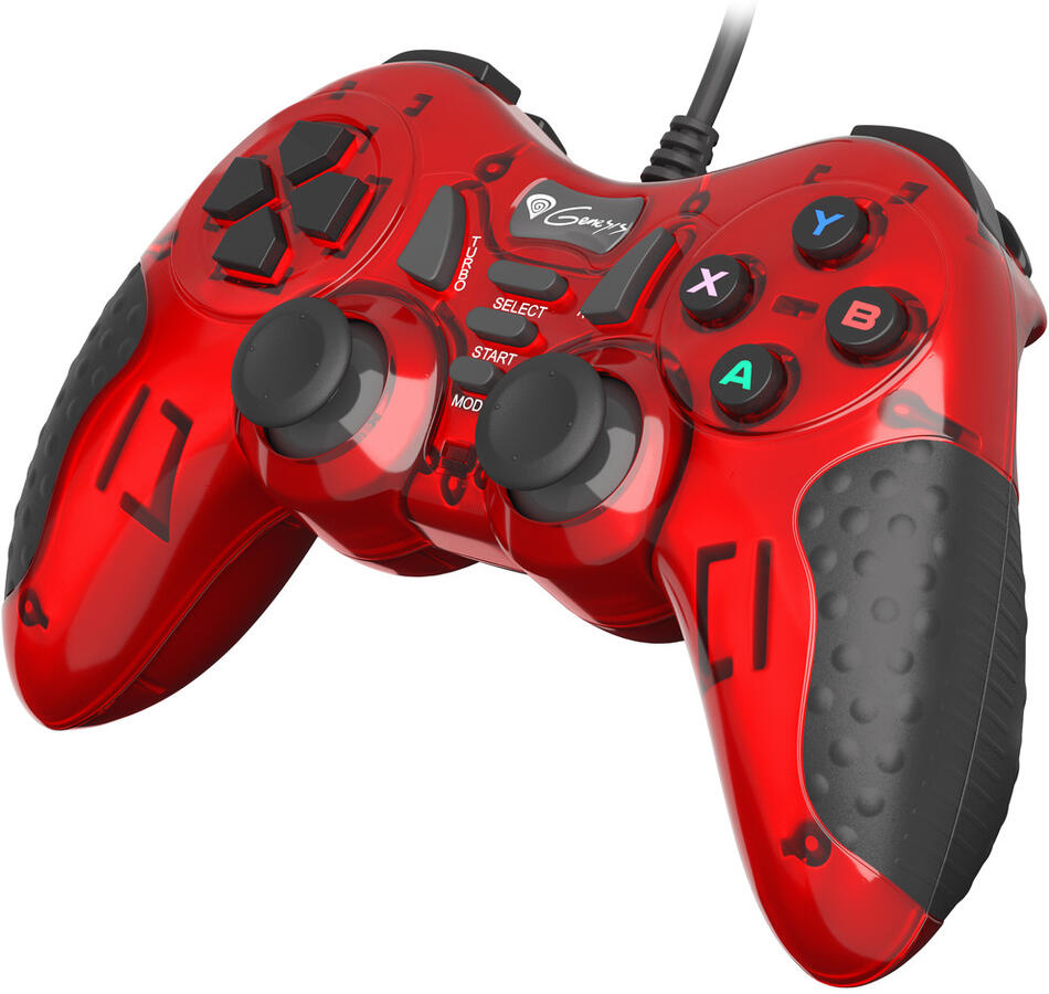 Drátový gamepad GENESIS MANGAN 200, pro PC, vibrace, červený (NJG-1425)