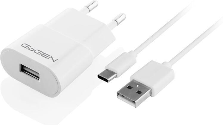Nabíječka do sítě GoGEN ACH 103 CC,1x USB 1A (5W) + USB-C kabel 1m - bílá