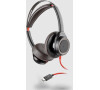 Plantronics poly Blackwire 7225. USB-C / Stereo / ANC / USB-C / Drát / MS / Černá-červená (211145-01)