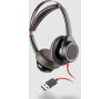 Plantronics poly Blackwire 7225. USB / Stereo / ANC / USB / Drát / MS / Černá-červená (211144-01)