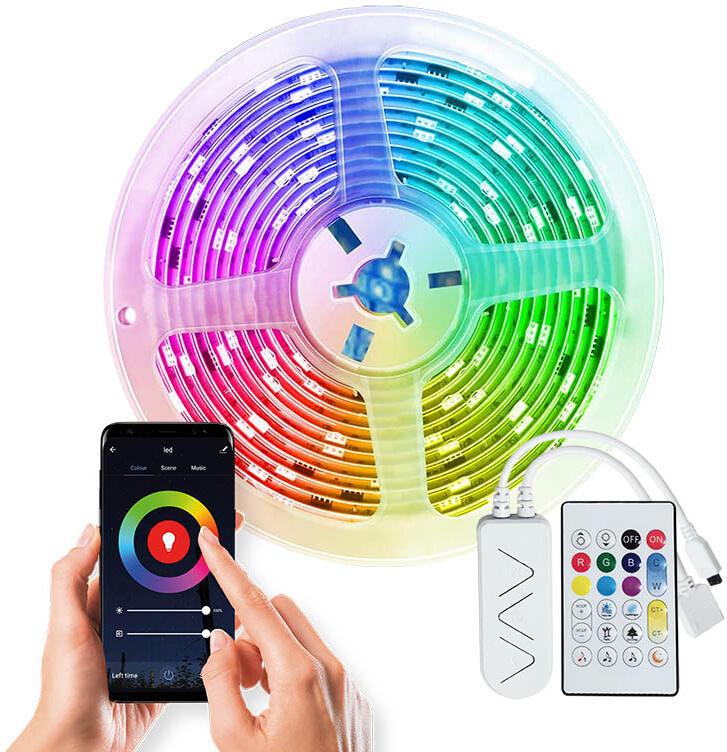 Solight wifi Smart LED světelný pás, RGB, 5m, sada s adaptérem a dálkovým ovladačem