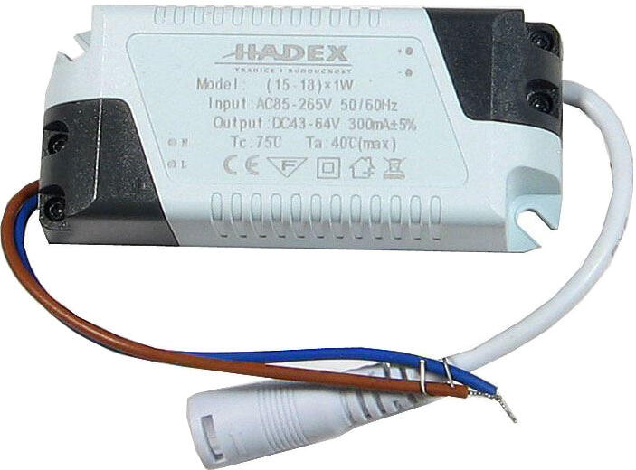 Zdroj-LED driver 15-18W, 230V/45-54V/300mA HADEX