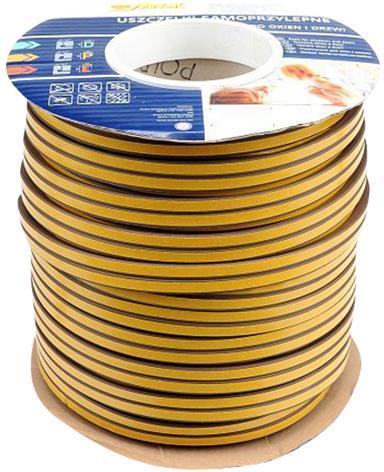 Těsnění do oken a dveří samolepící 9x7,4mm TYP D hnědé 100m TOYA
