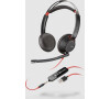 Plantronics poly Blackwire 5220. USB-C / Stereo / USB-C / Drát / MS / Černá-červená (207586-201)