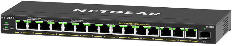 NETGEAR 16PT GE PLUS SWCH W/ POE+ (GS316EP-100PES)