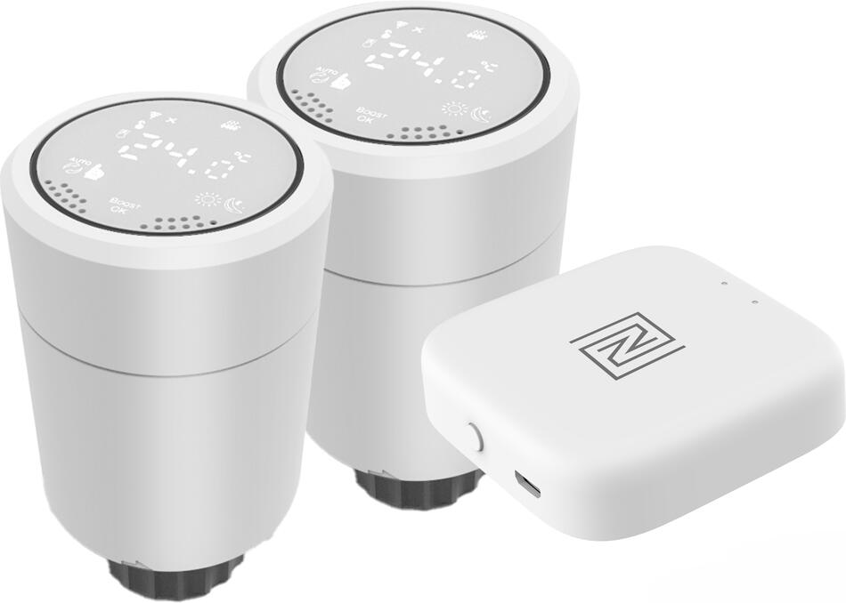 2x Immax NEO Smart Termostatická hlavice Zigbee + Smart NEO BRIDGE PRO v3