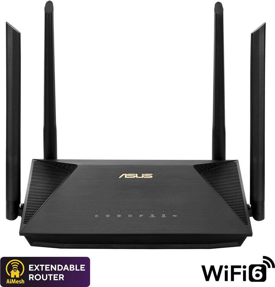Asus RT-AX53U (AX1800) WiFi 6 Extendable Router, 4G/5G Router replacement, AiMesh (90IG06P0-MO3510)