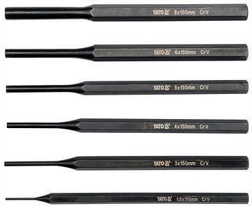 Sada vyrážečů 6ks, 150mm, pr. 1,5, 3, 4, 5, 6, 8mm - YT-47121 Yato