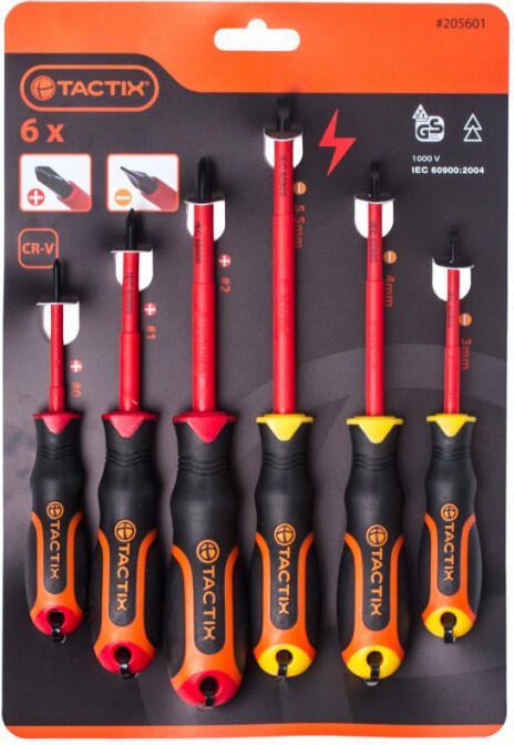Elektrikářské šroubováky VDE, 6 ks - TC205601 Tactix
