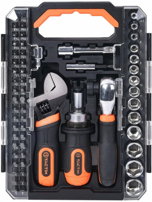 Sada nářadí s oboustrannou ráčnou 1/4" a 3/8", 56 ks - TC900191 Tactix