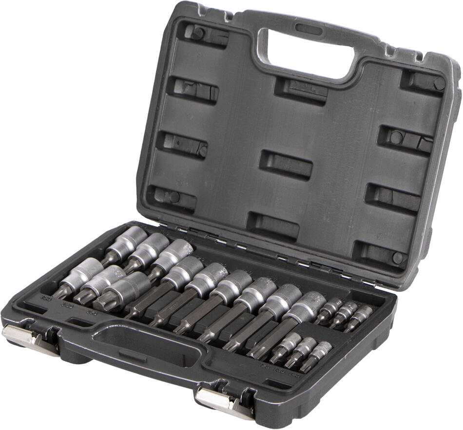 Hlavice s bity TORX 18 ks 1/2" a 1/4" v kovovém boxu - AH121801 AHProfi