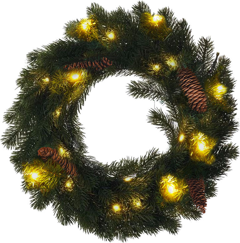 Solight vánoční věnec, průměr 40cm, 15x LED, IP44, 3x AA, časovač