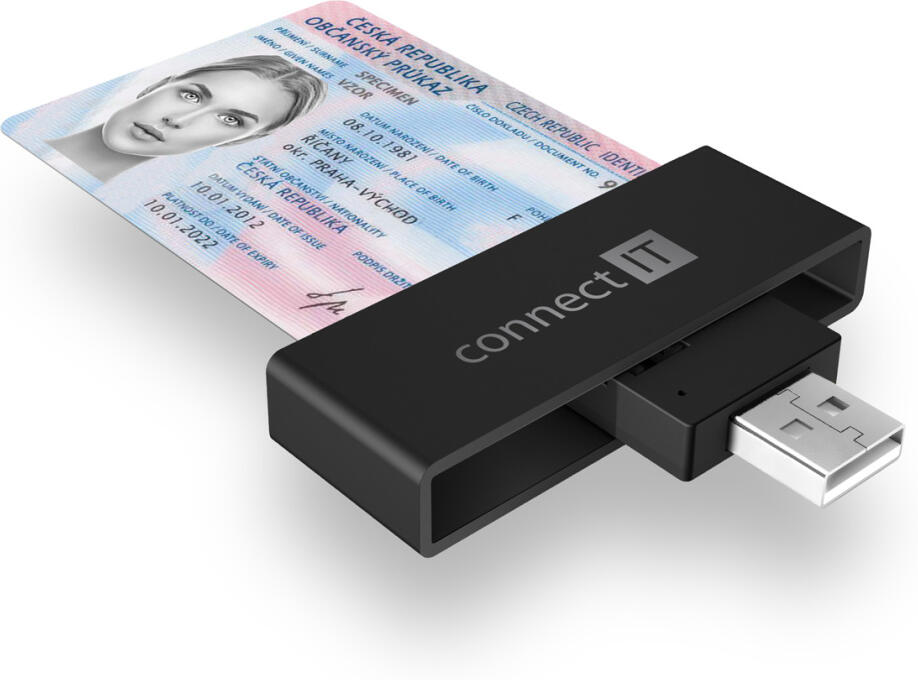 CONNECT IT USB čtečka eObčanek a čipových karet, ČERNÁ (CFF-3000-BK)