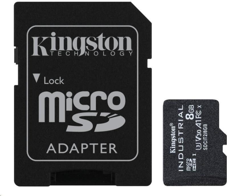 KINGSTON 8GB microSDHC Industrial C10 A1 pSLC Card + SD Adapter (SDCIT2/8GB)