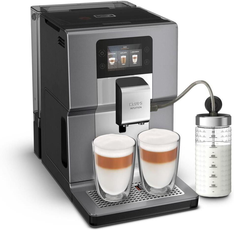 Kávovar Krups Intuition Preference+ EA875E10 chrome & milk pot