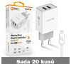 SADA 20x nabíječka ALIGATOR pro iPhone 2xUSB 2,4A, smart IC, bílá