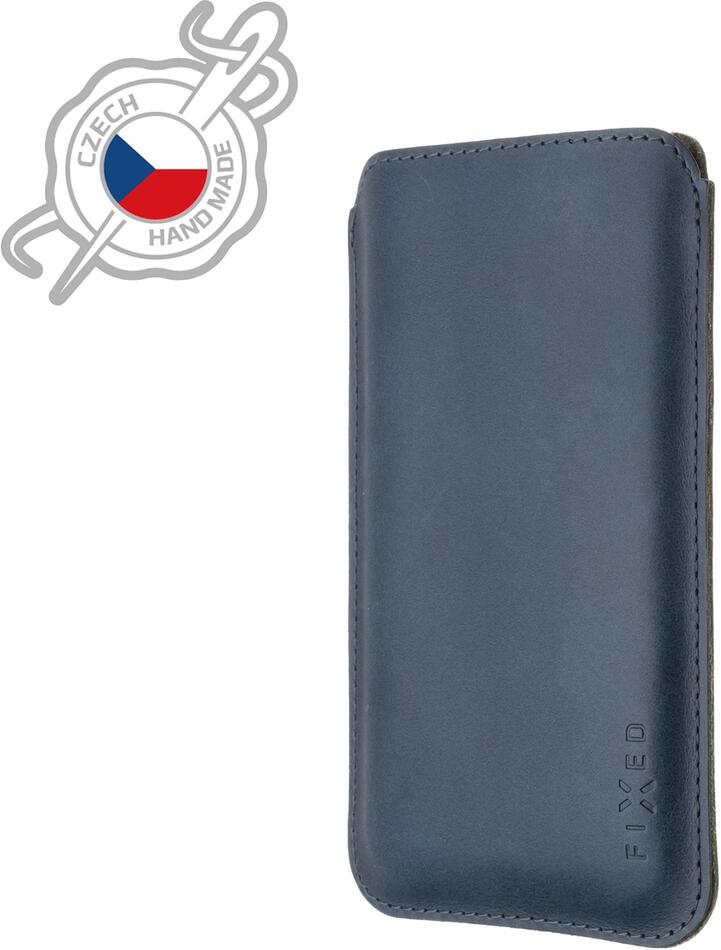 Tenké pouzdro FIXED Slim vyrobené z pravé kůže pro Apple iPhone 12 Pro Max/13 Pro Max, modré