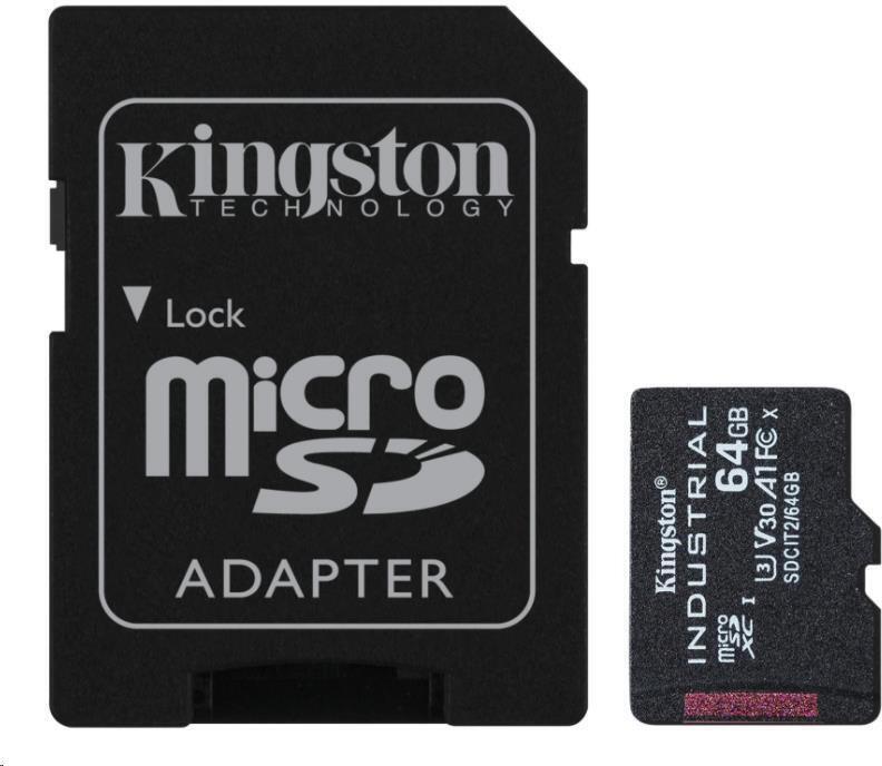 Kingston Industrial/micro SDXC/64GB/UHS-I U3 / Class 10/+ Adaptér (SDCIT2/64GB)