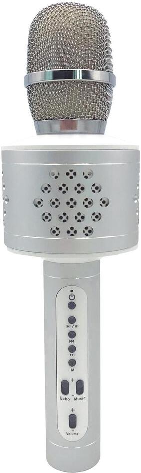 Karaoke mikrofon Teddies Bluetooth stříbrný s USB kabelem