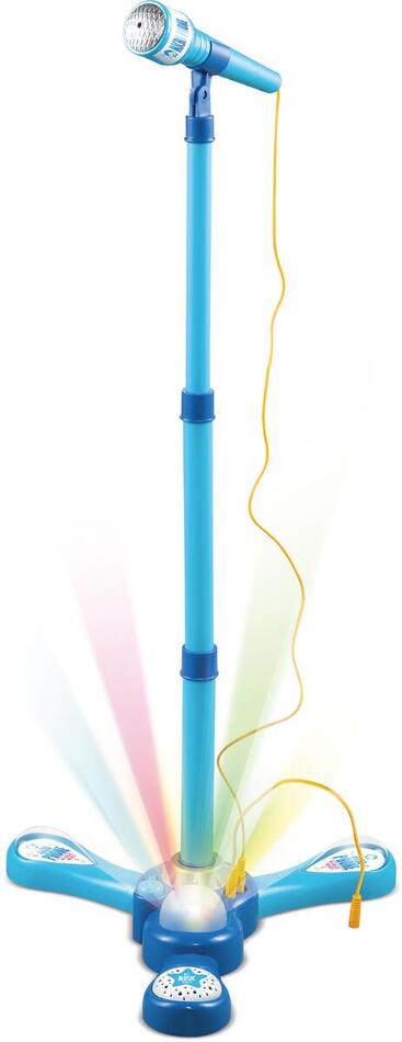 Mikrofon karaoke Teddies modrý plast na baterie se světlem