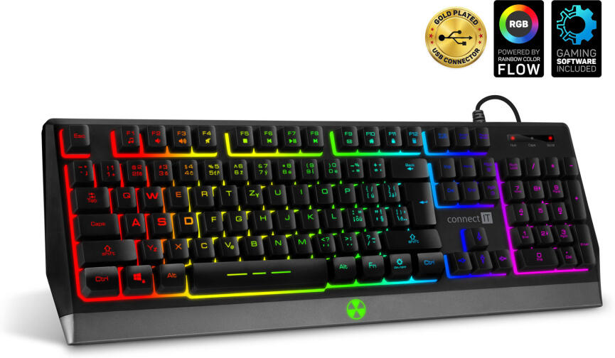 CONNECT IT BATTLE RGB herní klávesnice (CZ+SK verze), ČERNÁ (CKB-5600-CS)