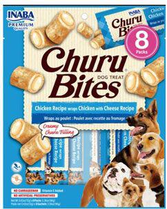 Pamlsek pro psy INABA Churu Dog Bites Chicken wraps Chicken+Cheese 8x12g