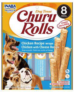 Pamlsek pro psy INABA Churu Dog Rolls Chicken with Cheese wraps 8x12g