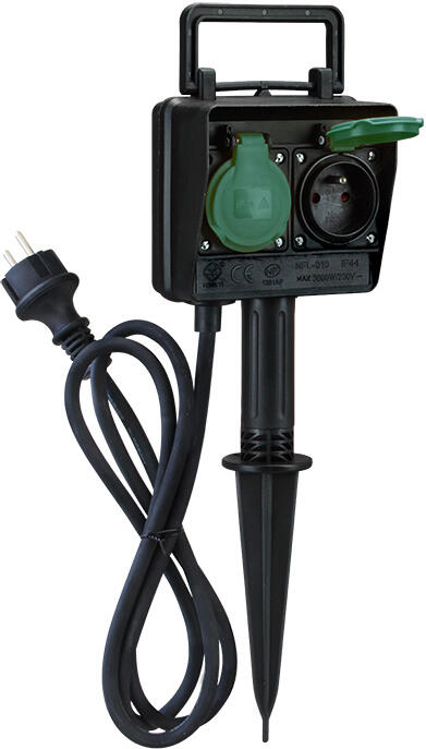 Solight zahradní sloupek IP44, 2 zásuvky, gumový kabel 1,5m