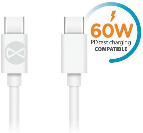 Kabel Forever USB-C/USB-C 1m 3A bílý